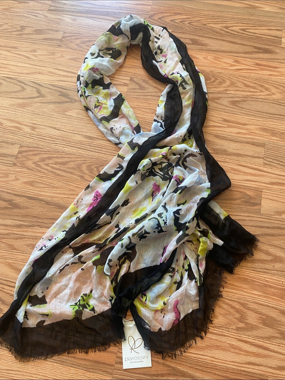 Floral Print Lightweight Scarf Black Border NWT Whimsigoth Fairycore Halloween